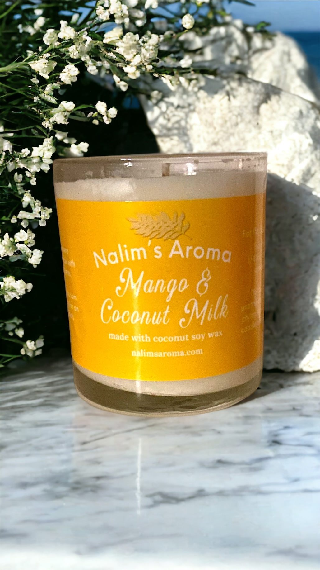 Mango Coconut milk scented candle made with coconut soy wax blend 10 ounce
